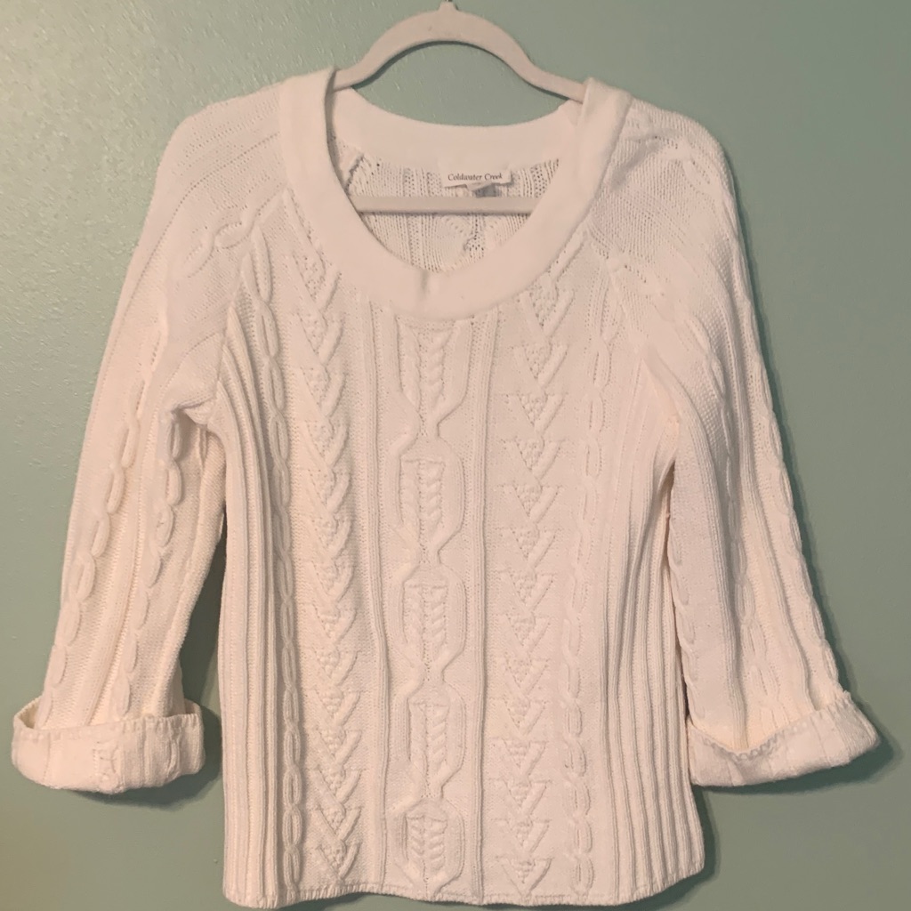 Coldwater Creek Cream Cable Knit Sweater
